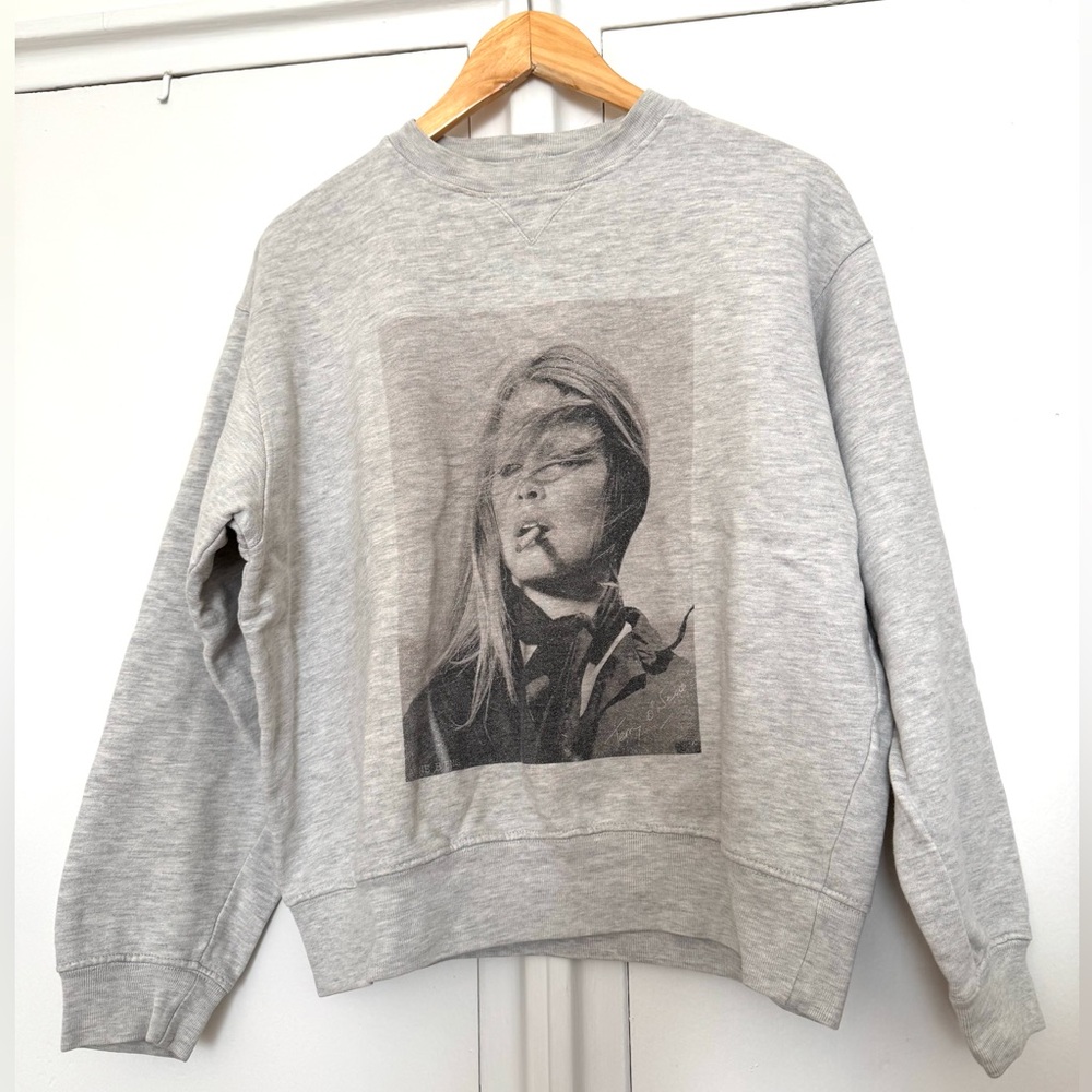 Anine Bing Heather Gray Graphic Sweater